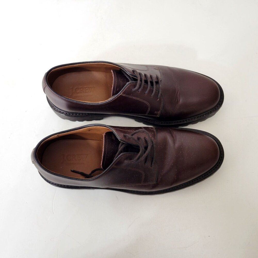 J.Crew Men's Brown Leather Derby Shoes With Vibram Soles Size 9 - Picture 4 of 10